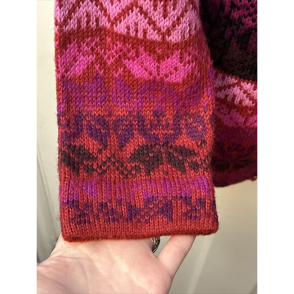 Vintage Alpaca Connection Nordic Knit Cardigan Vibrant Pink Purple Sweater Small - Picture 6 of 9
